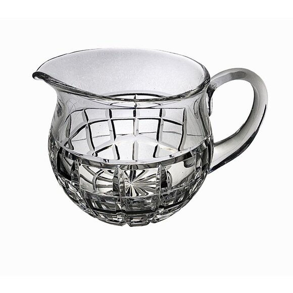 Vintage Molded Clear Glass Pitcher Geometric Pattern Jug Applied Handle - Picture 9 of 11